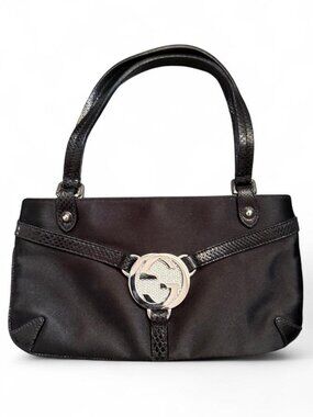 INSANE Small Vintage satin Gucci black handbag with silver hardware